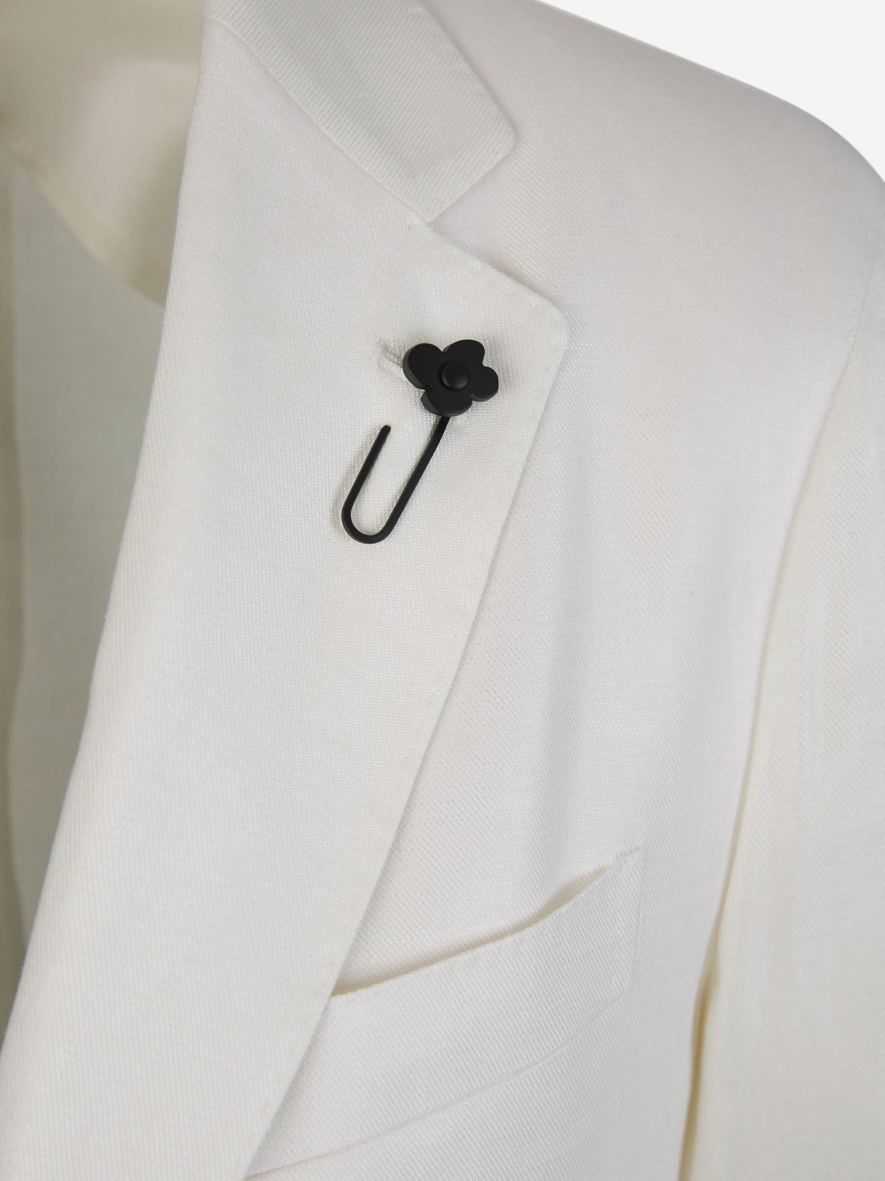 Lardini White Wool Knit Single-breasted Blazer In White