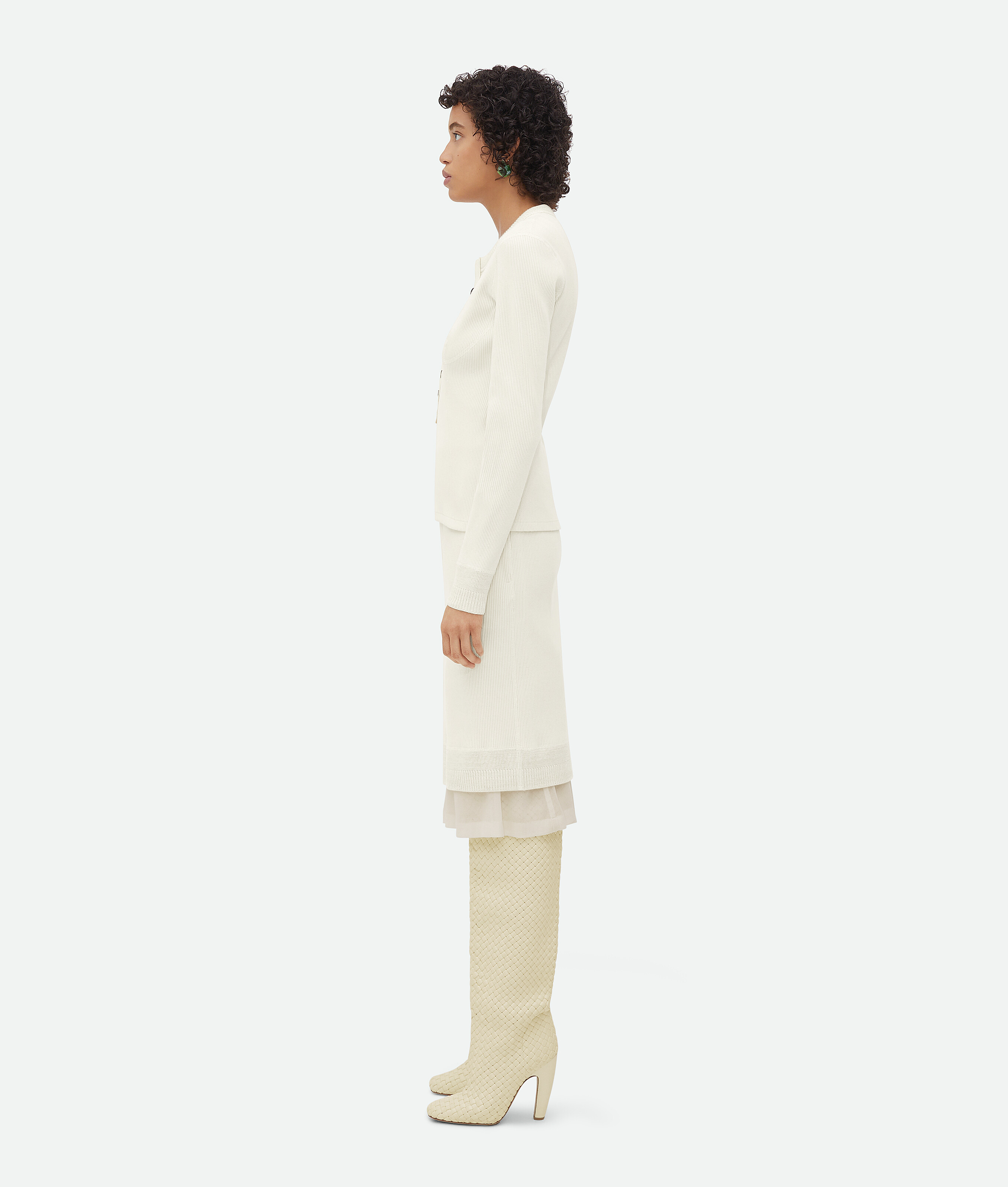 Shop Bottega Veneta Compact Ribbed-knit Top In White