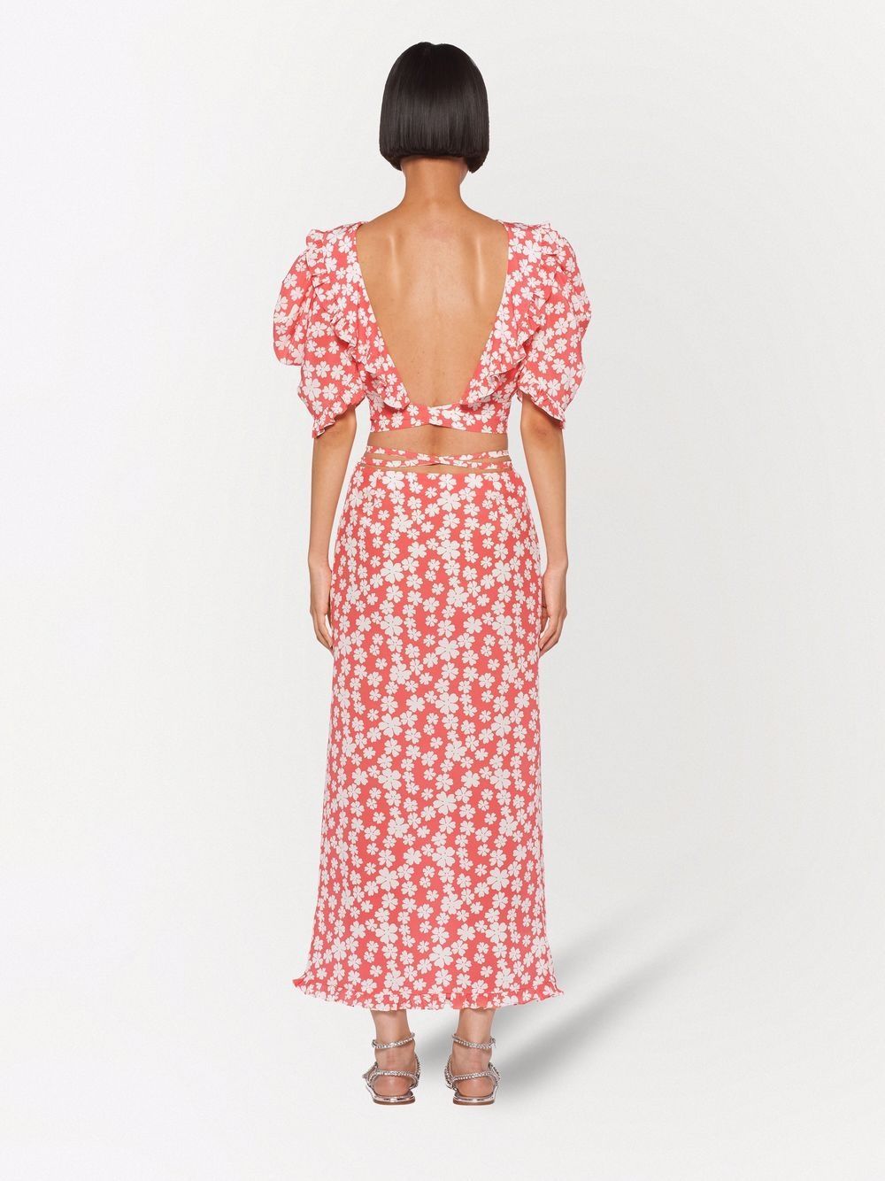 Miu Miu Marocain Floral-print Blouse In Pink