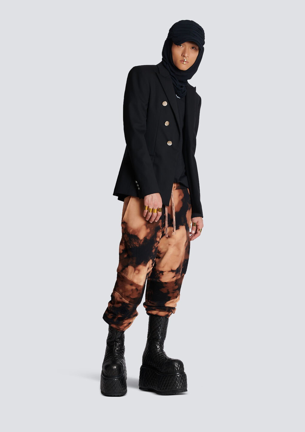 Balmain Cotton Jogging Bottoms With Burnt Print In Multi