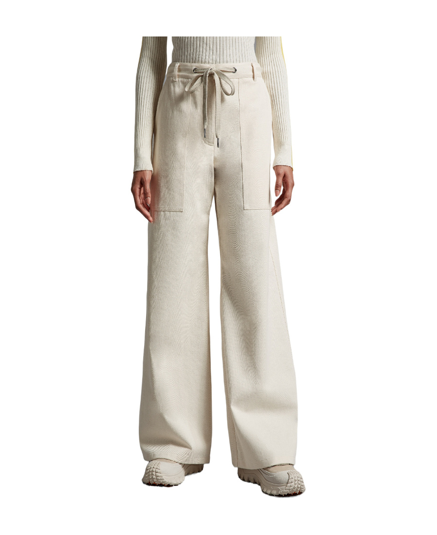 Moncler Drawstring Wide-leg Trousers In White