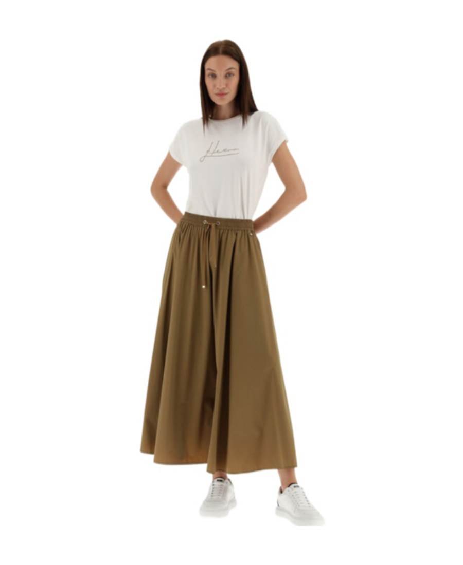 Herno Flared Skirt In Camel Lightweight Nylon Stretch In Brown