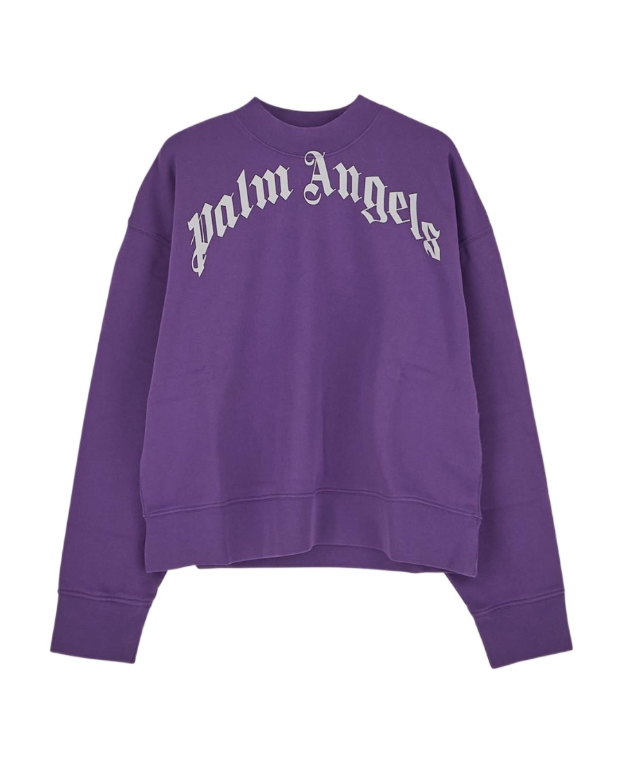 Palm Angels Logo-print Cotton Sweatshirt In Blue