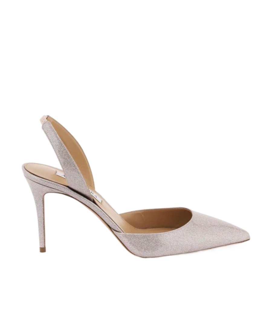 Aquazzura Glitter 90mm Faux-leather Slingback Pumps In Nude