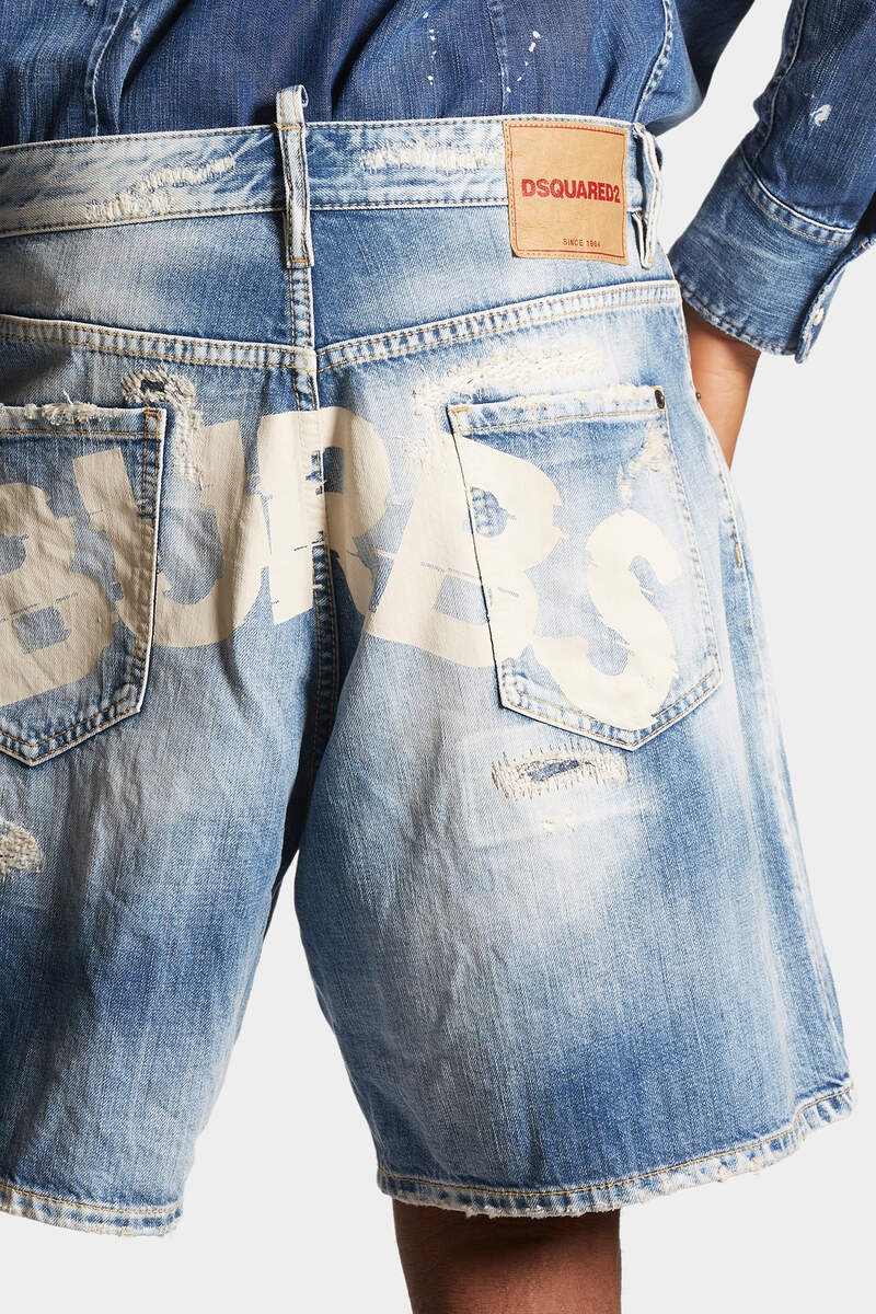 Dsquared2 Shark Bite Washed Denim Shorts In Blue