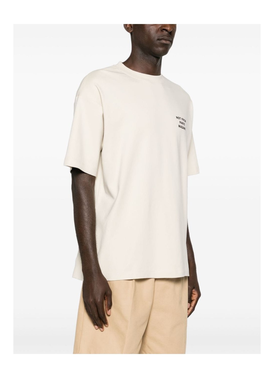 Drôle De Monsieur White Crewneck T-shirt With Slogan Print On The Front And Back In White