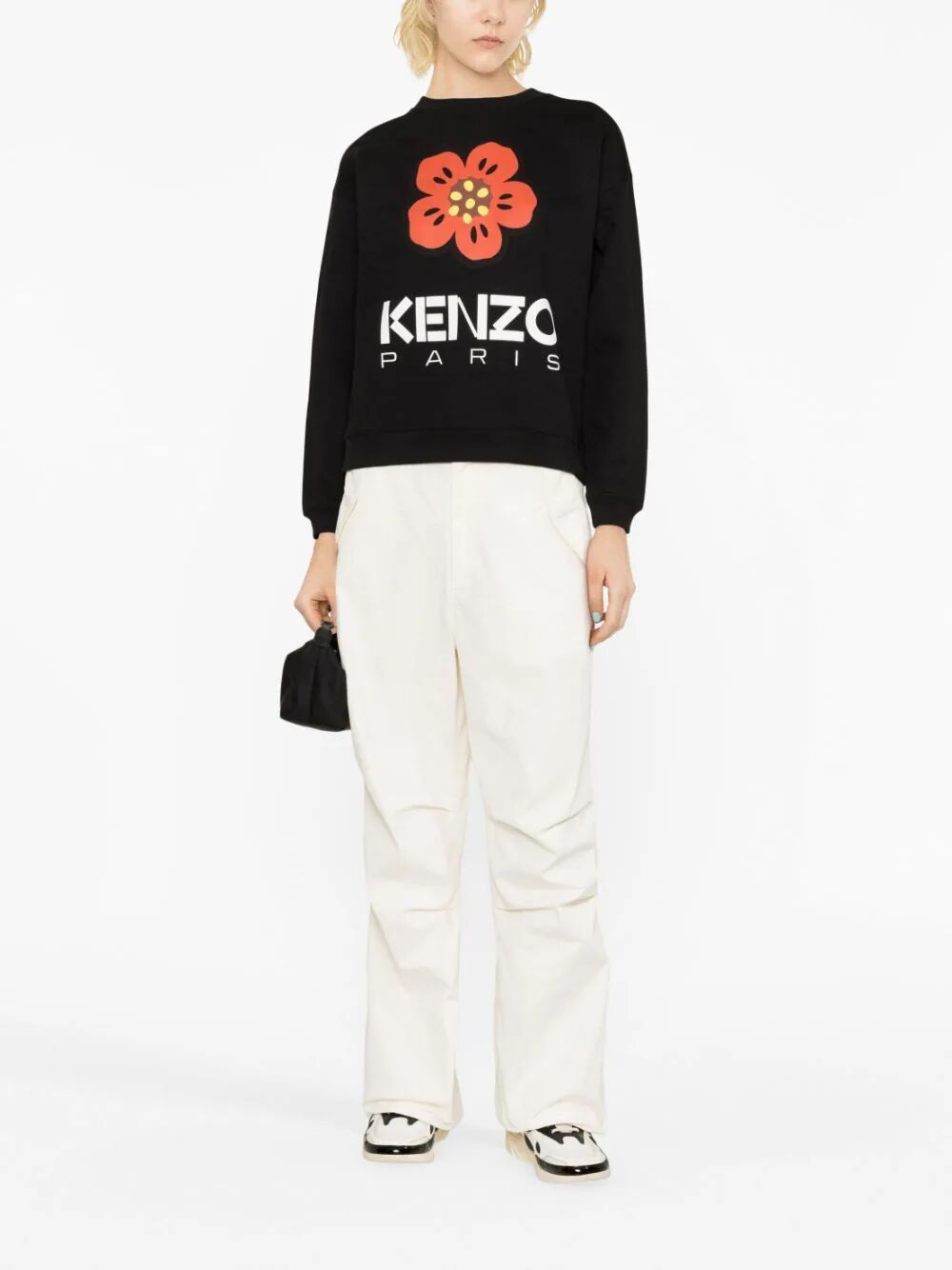 Kenzo Boke Flower Brushed Cotton Sweatshirt In Black