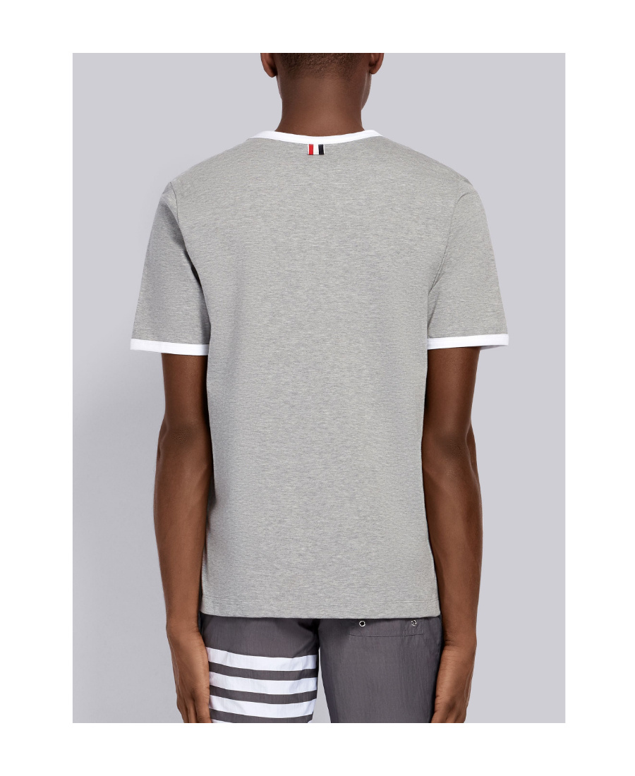 Thom Browne Ringer T-shirt Medium Weight Jersey In Gray