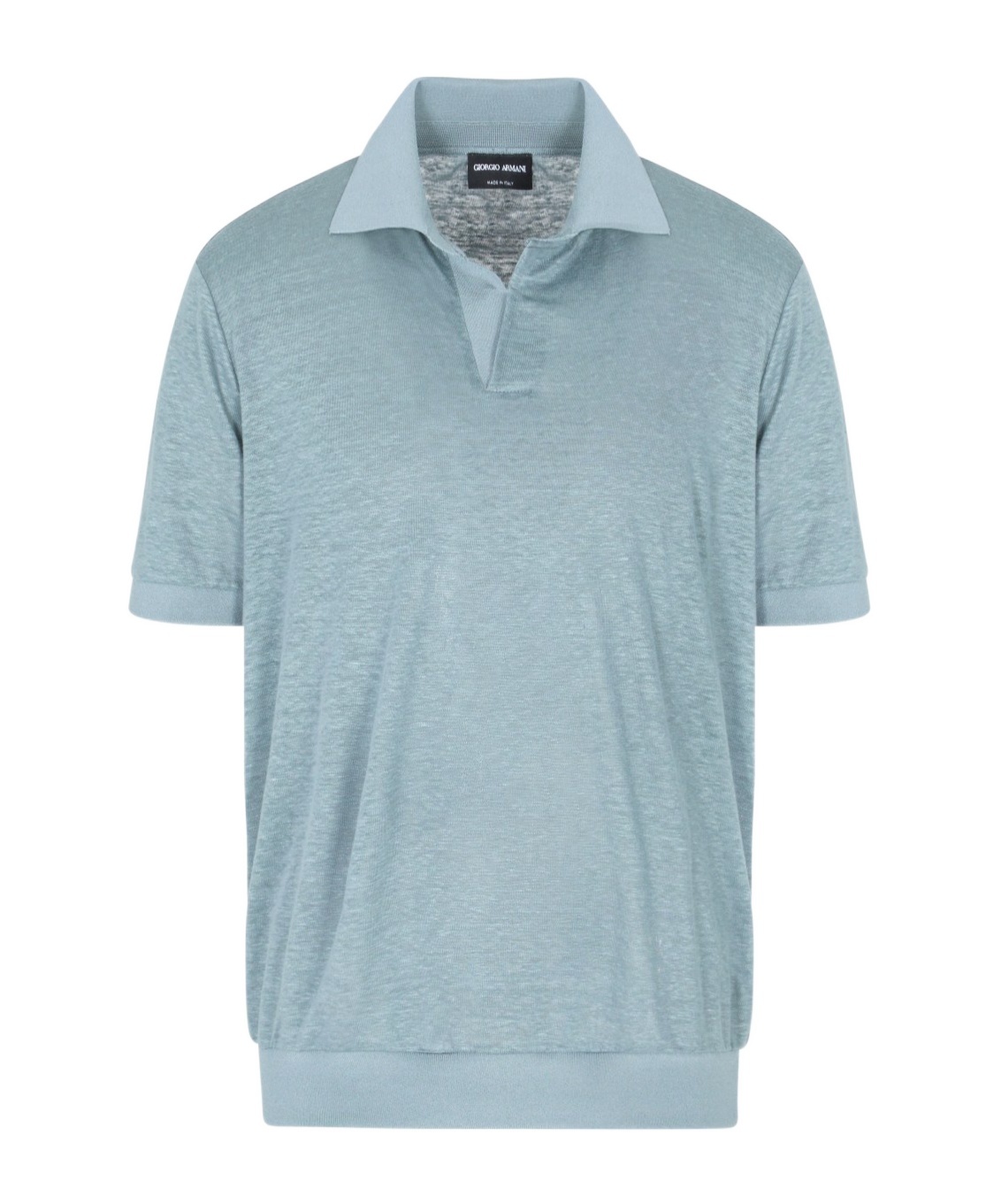 Giorgio Armani Short-sleeved Polo Shirt In Linen Jersey In Blue