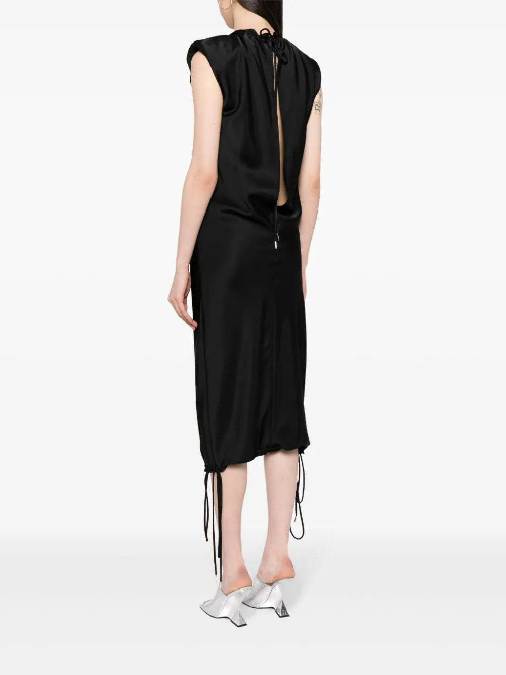 Attico Rhinestone-embellished Midi Dress In Black