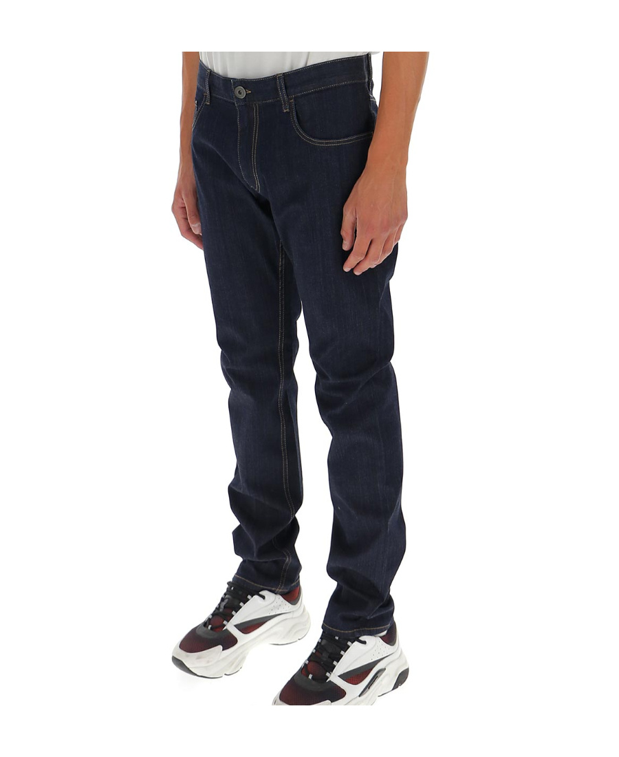 Prada Stretch Denim Jeans Belt Loops Five Pockets In Blue
