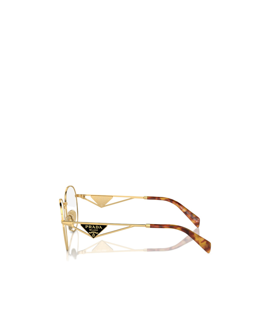 Prada Womens Gold Pr A50v Round-frame Metal Optical Glasses In Yellow