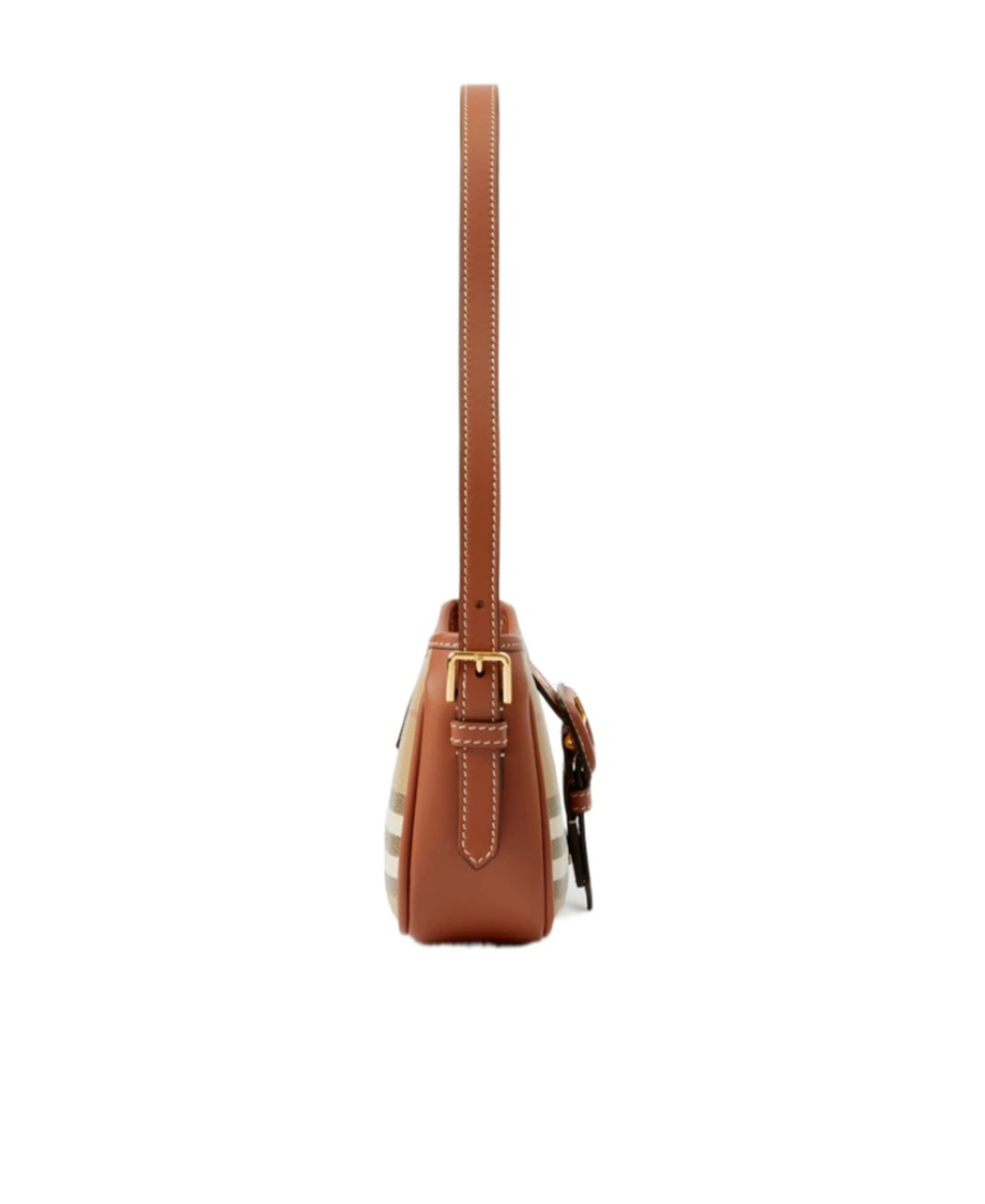 Burberry Canvas Sling Shoulder Bag With Checkered Pattern In Brown