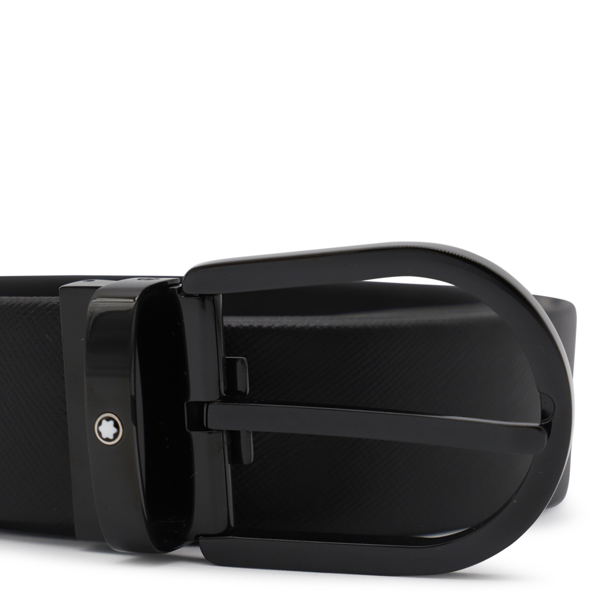 Montblanc Black Leather Horseshoe Buckle Belt In Black