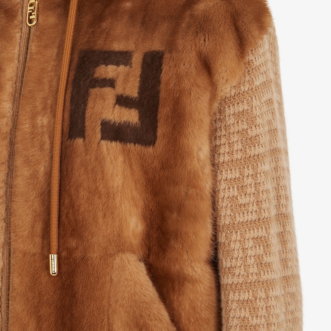 Fendi Cashmere Hooded Jacket In Brown
