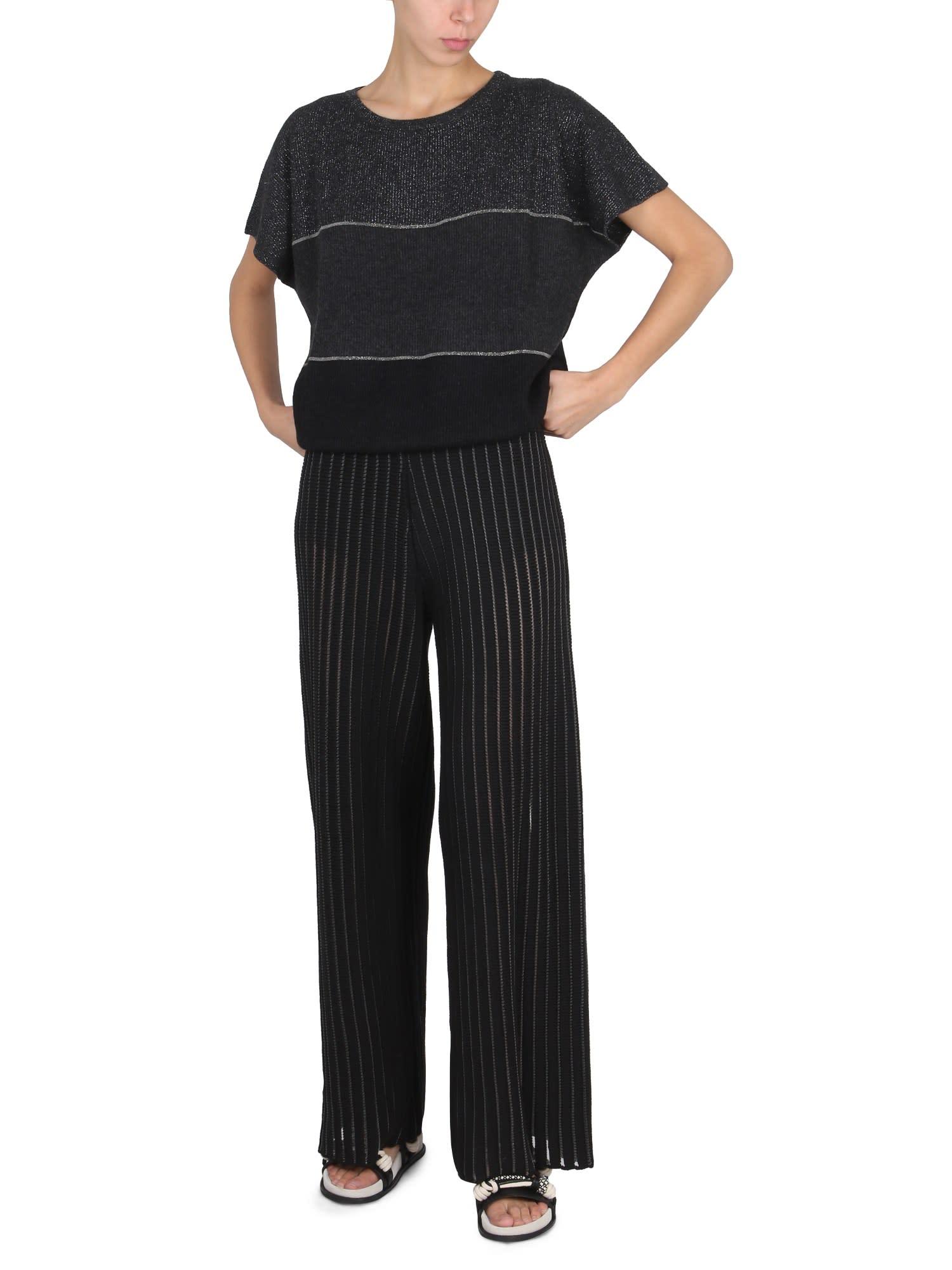 Fabiana Filippi Striped Wool T-shirt In Black