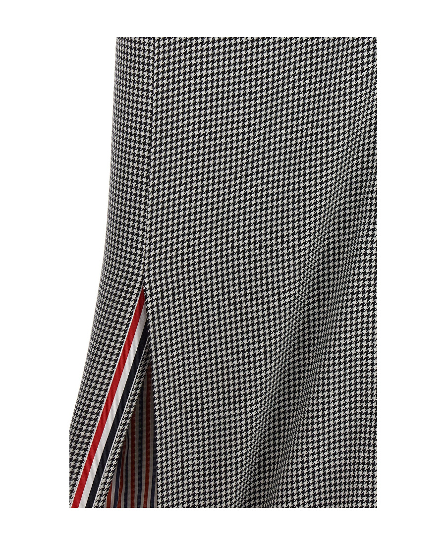 Thom Browne Houndstooth High-waisted Fitted Midi Skirt In Gray