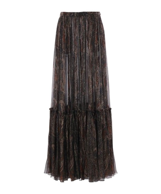 Saint Laurent Paisley Sheer Ruffled Maxi Skirt