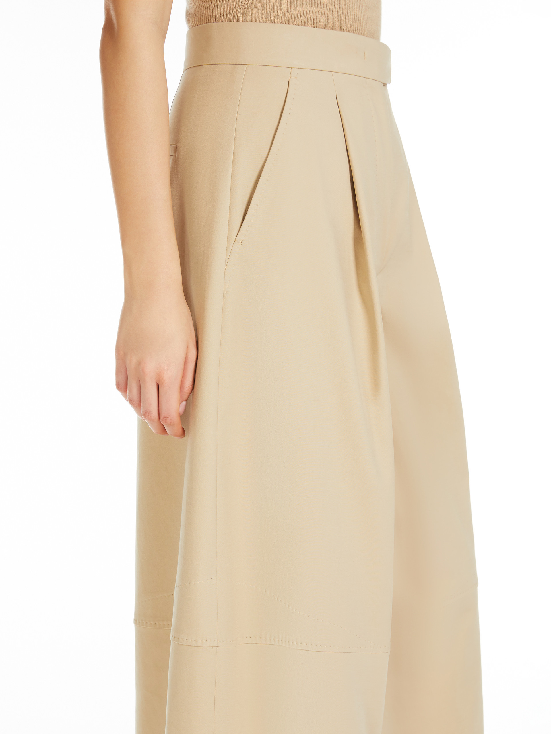 Max Mara Avoriaz Cotton Double Canvas Wide Pants In Nude