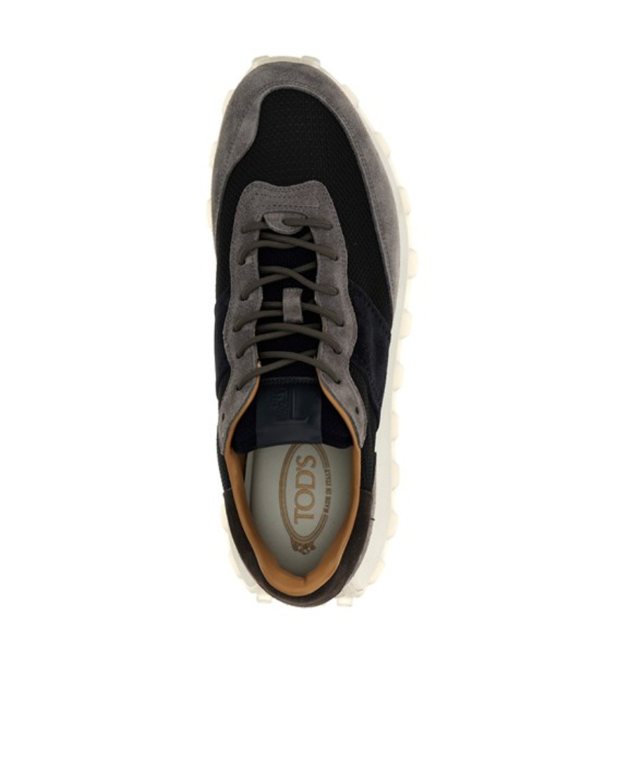Tod's Suede-panel Ribbed Sneakers In Black