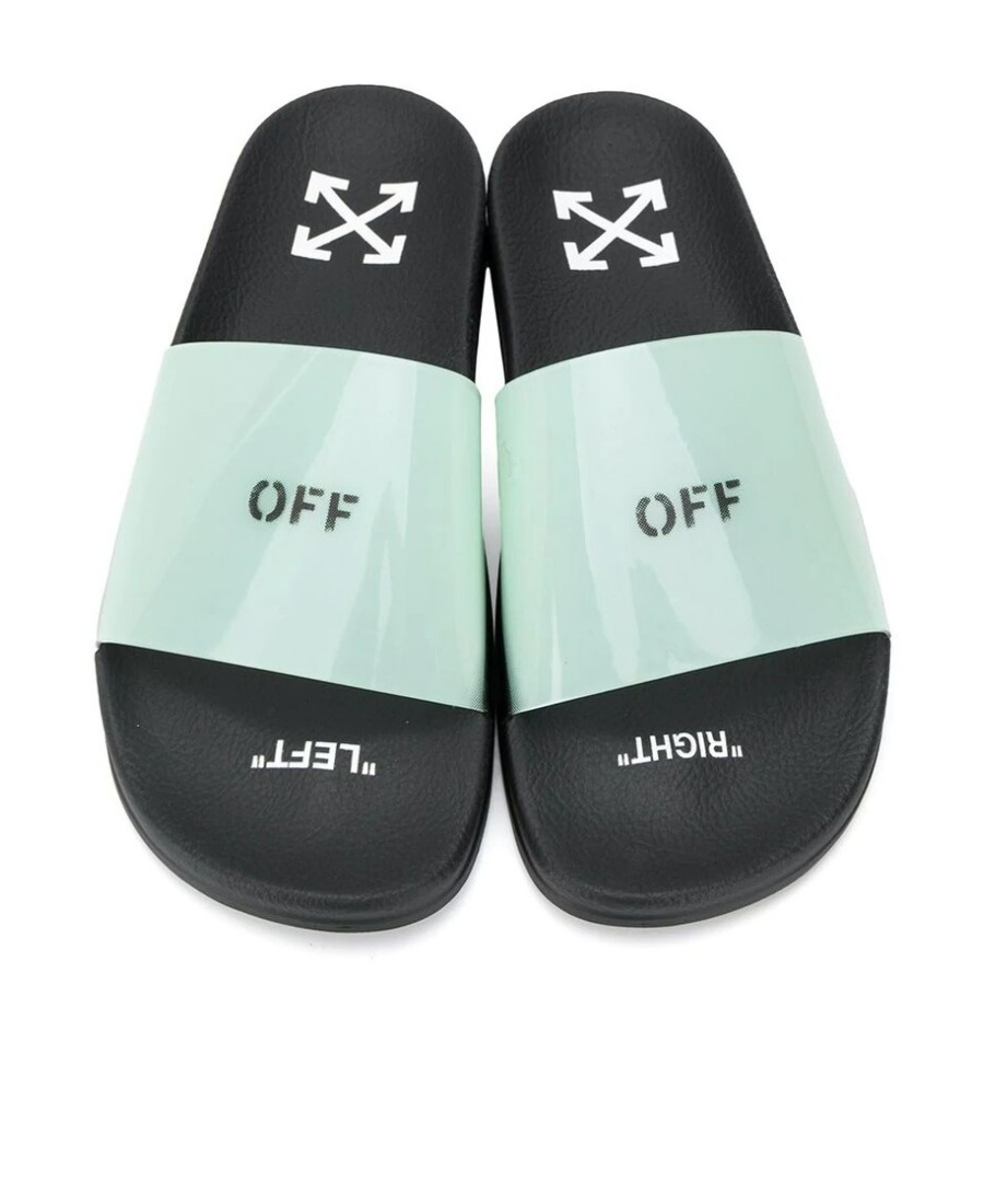 Off-white Logo Printed Slip-on Slides In Black