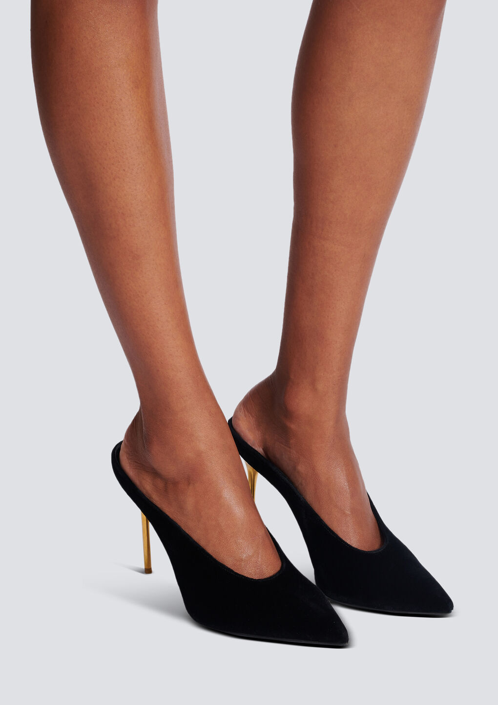 Balmain Velvet Ruby Mules In Black