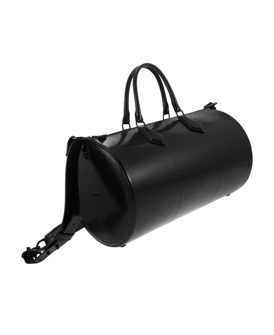 Max Mara Black Leather Brushedrolll Handbag In Black
