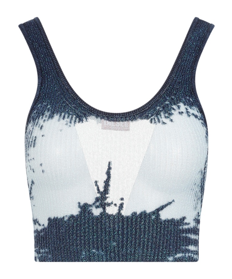 Diesel Cropped Ribbed Tank Top In White