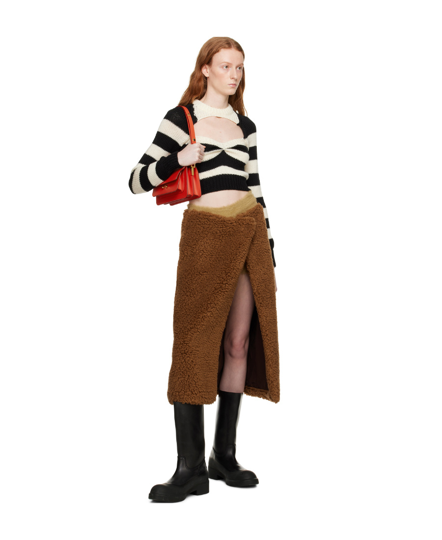 Marni Striped Virgin-wool Top In Brown