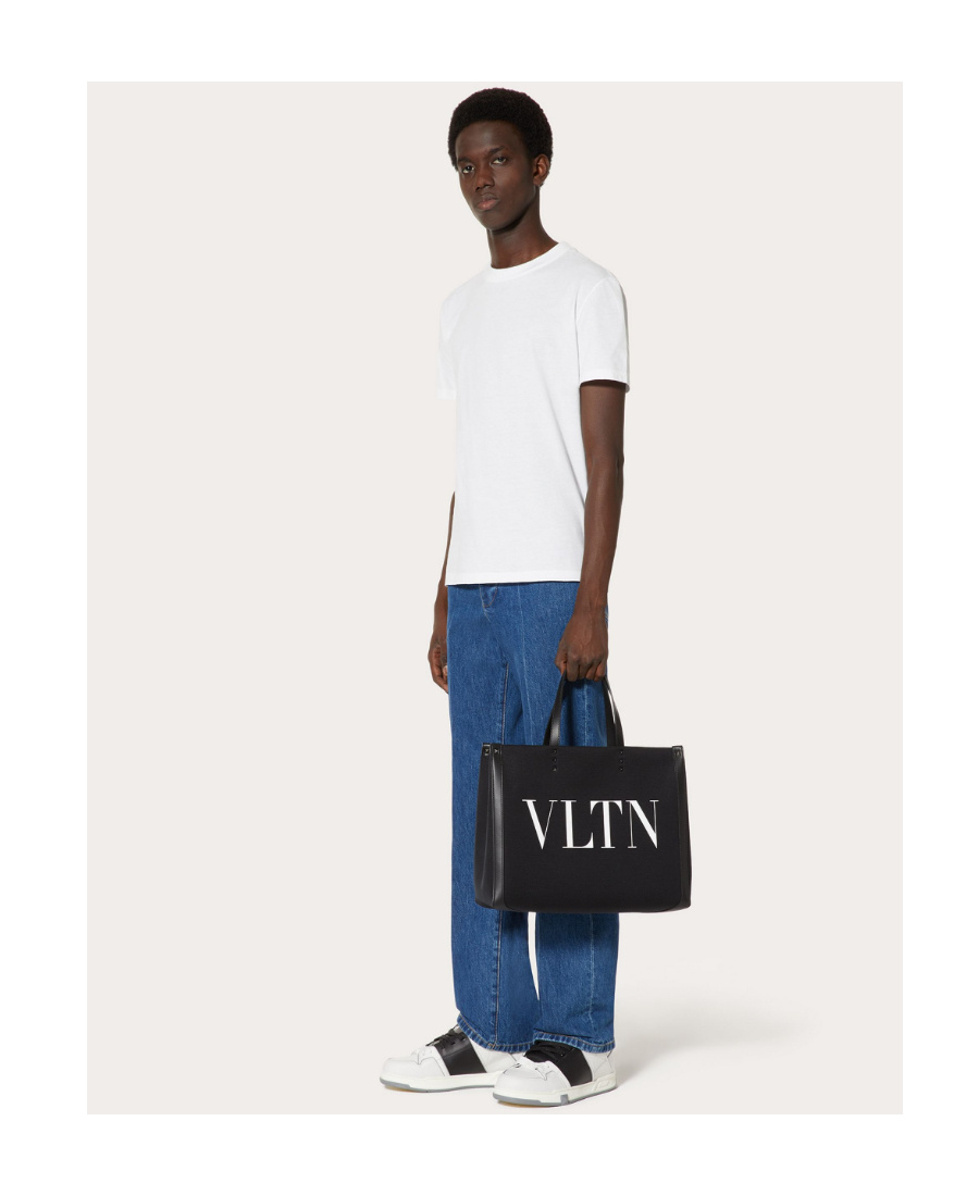 Valentino Medium Vltn Ecolab Tote Bag In Black
