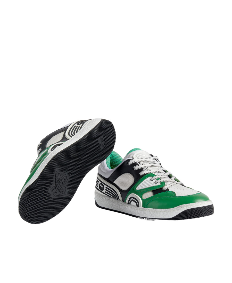 Gucci Basket Panelled Sneakers In White