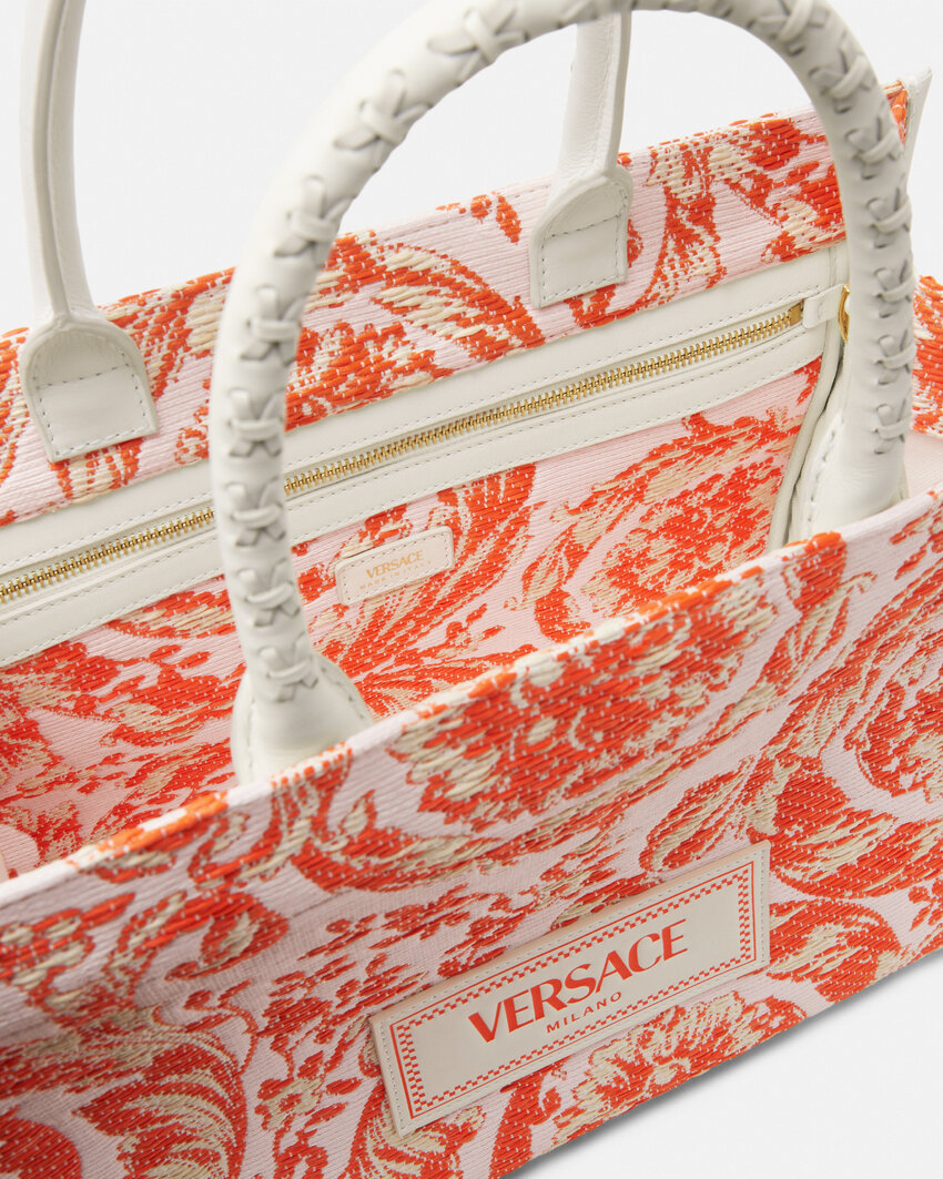 Versace Barocco Athena Tote Bag In Pink
