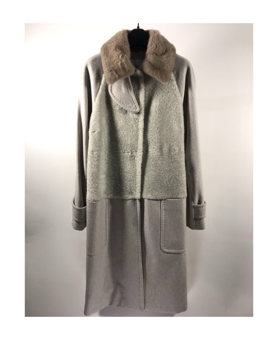 Max Mara Spliced Detail Coat In Gray