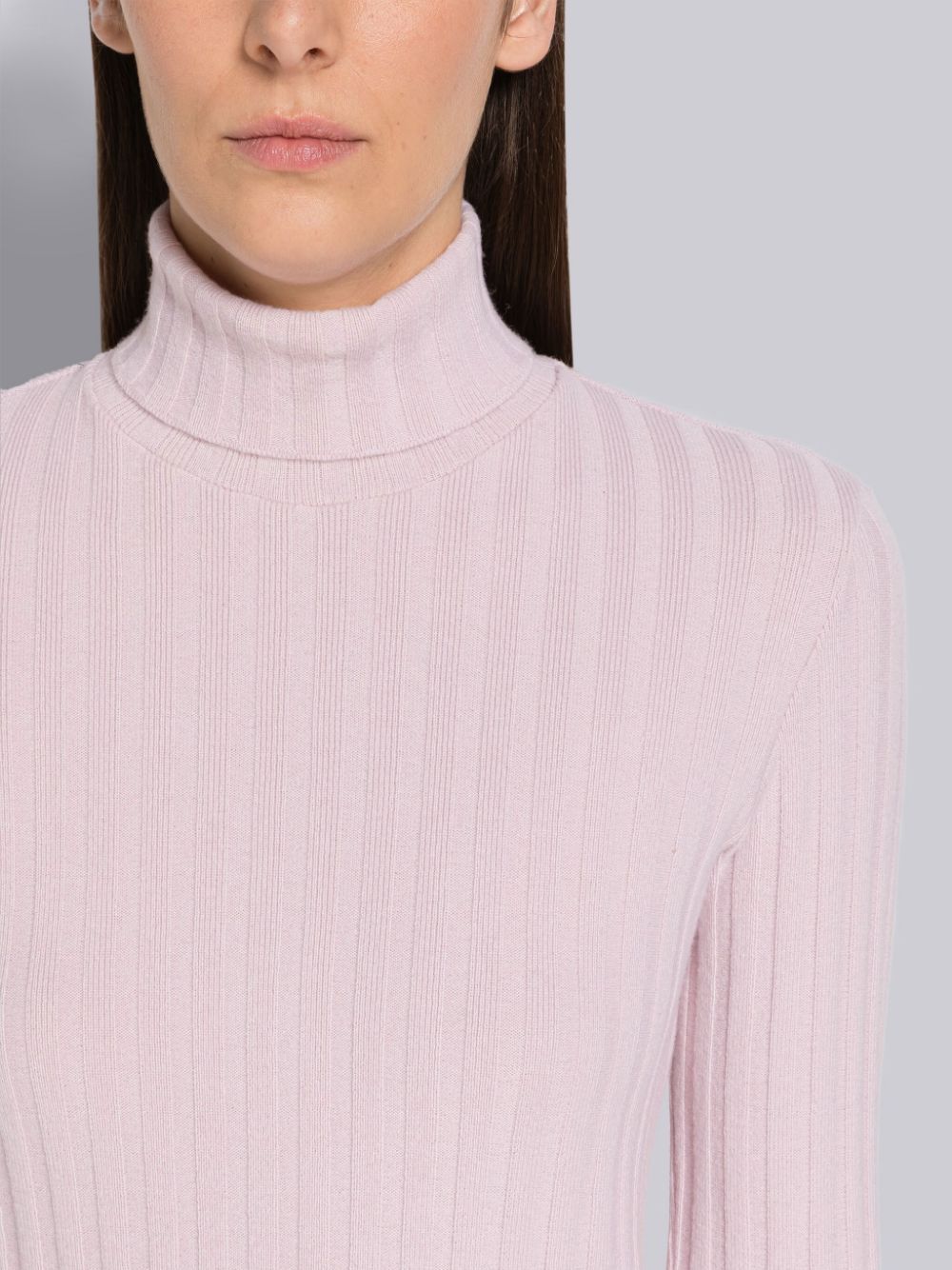 Thom Browne Ribbed Cashmere Turtleneck Sweater In White