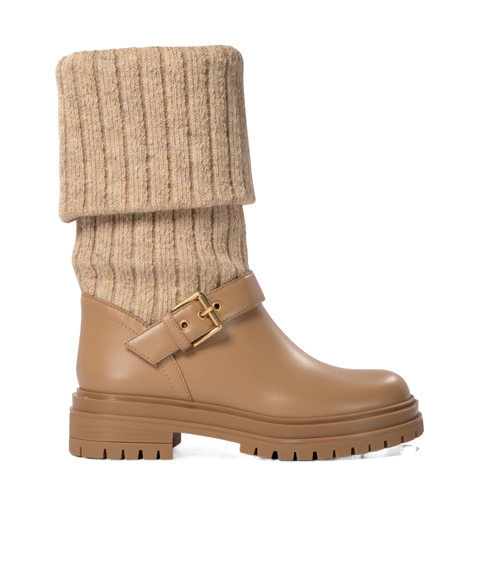 Gianvito Rossi Thurso Stretch Knit Mid-calf Boots In Nude