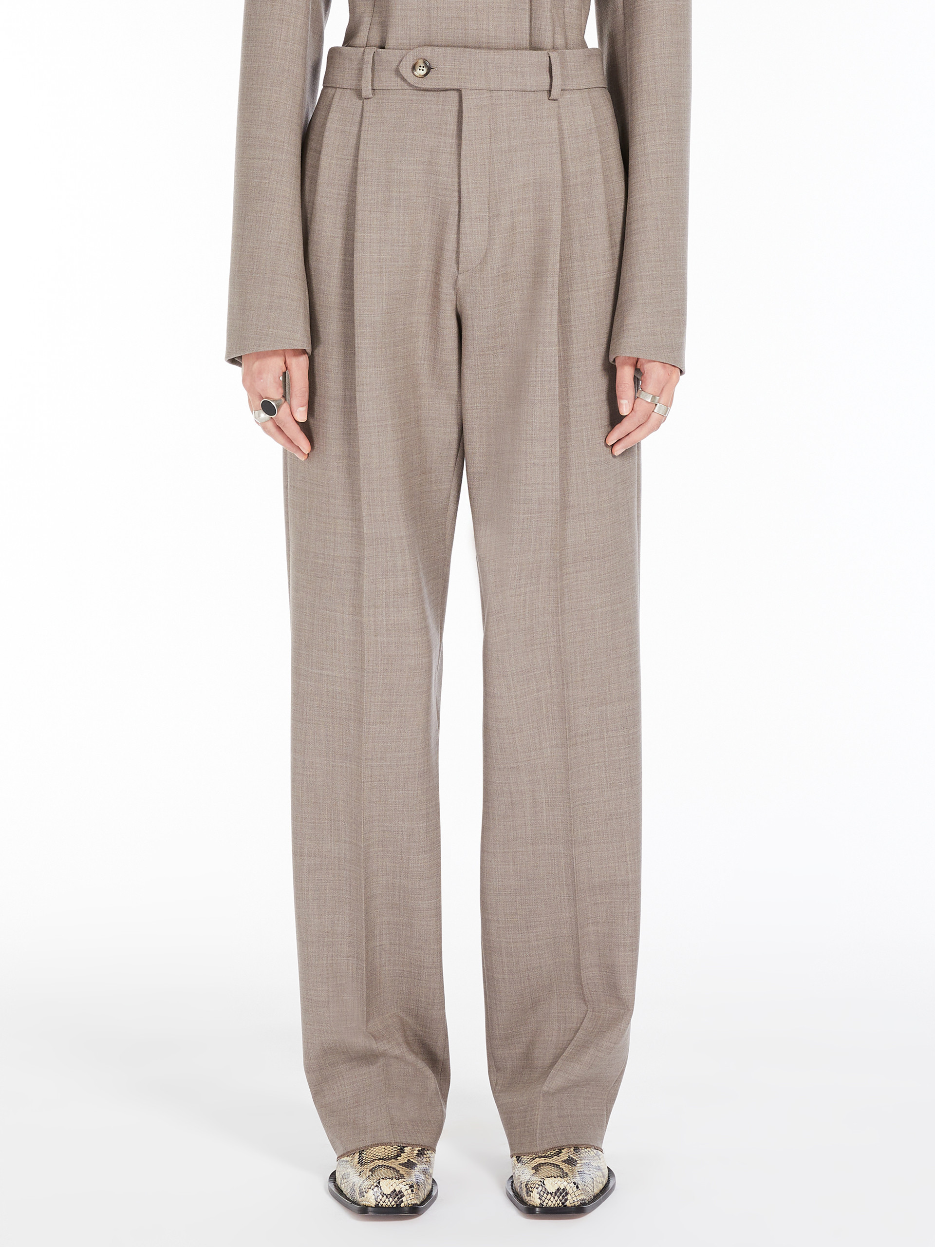 Sportmax Ferito Wool Tapered Trousers In Gray
