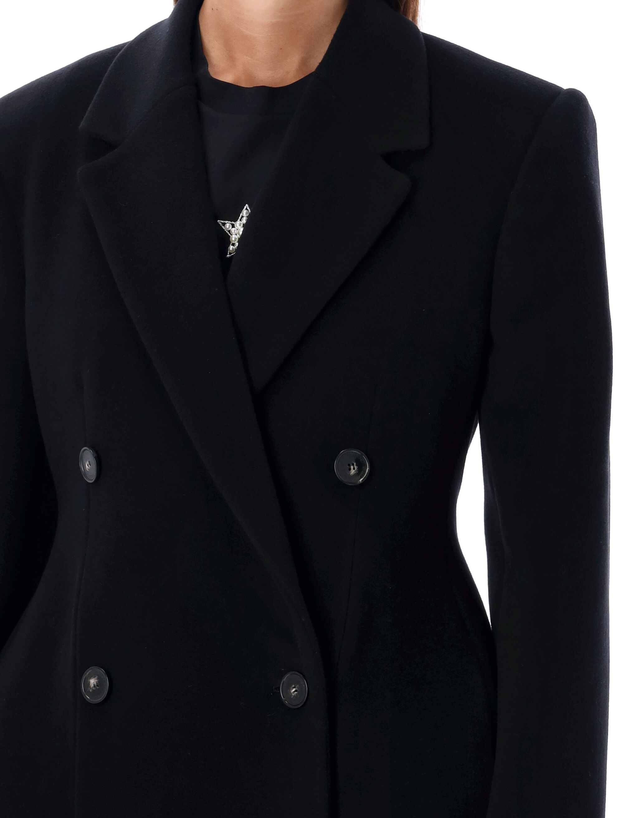 Stella Mccartney Double Breasted Long Sleeved Coat In Black