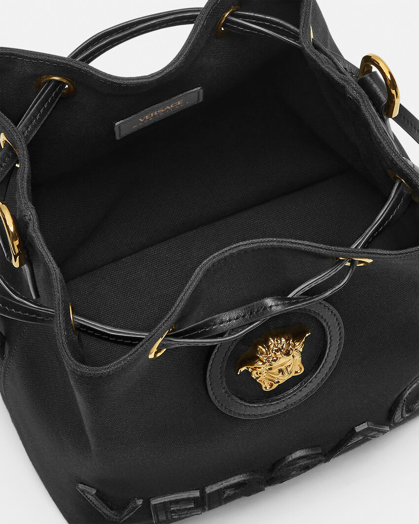 Versace La Medusa Bucket Bag In Black
