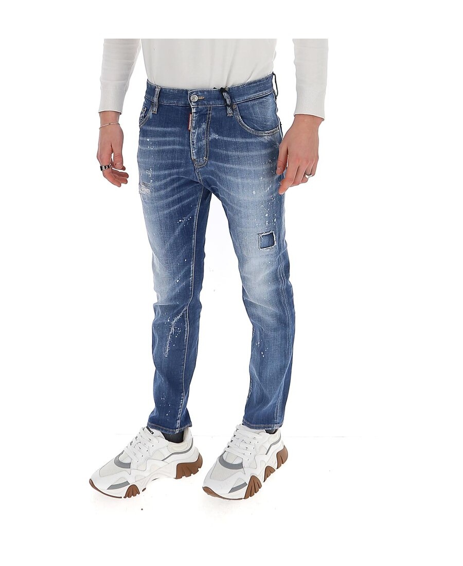 Shop Dsquared2 Ink Splashes Straight Jeans In Blue