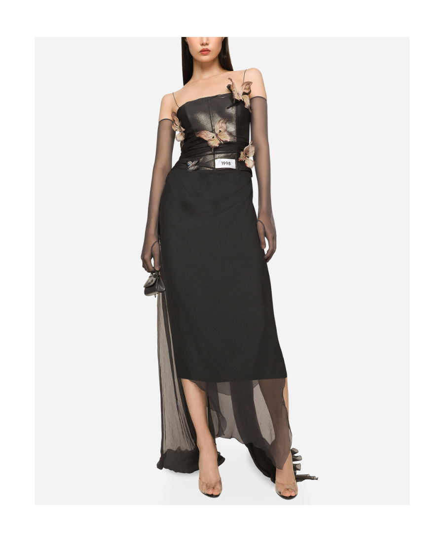Dolce & Gabbana Kim Dolcegabbana Appliqué Detail Contrasting-panel Dress In Black