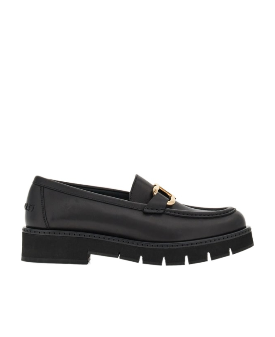Ferragamo Brooke Loafers With Chunky Sole And Gold-tone Hardware In Black