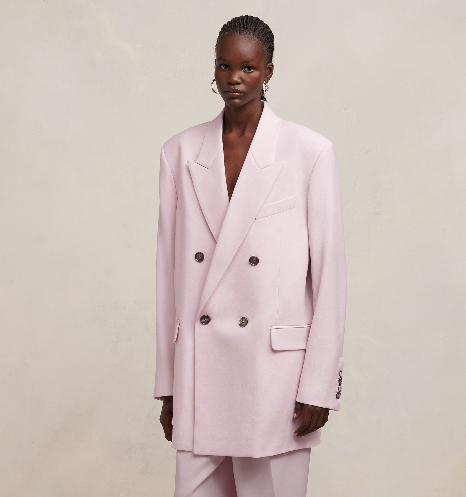 Shop Ami Alexandre Mattiussi Ami Paris Double Breasted Tailored Blazer In Pink