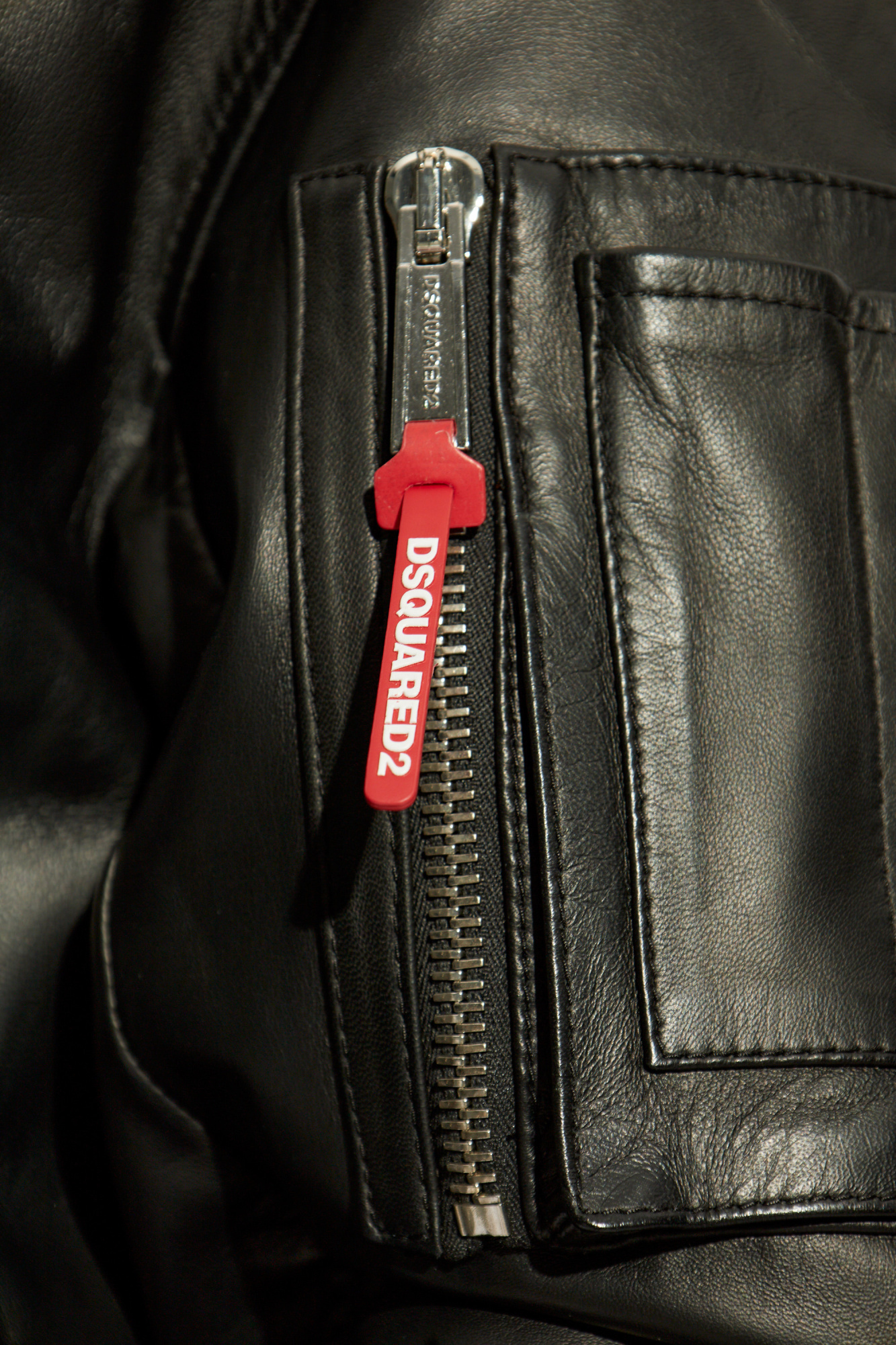 Dsquared2 Leather Bomber In Black
