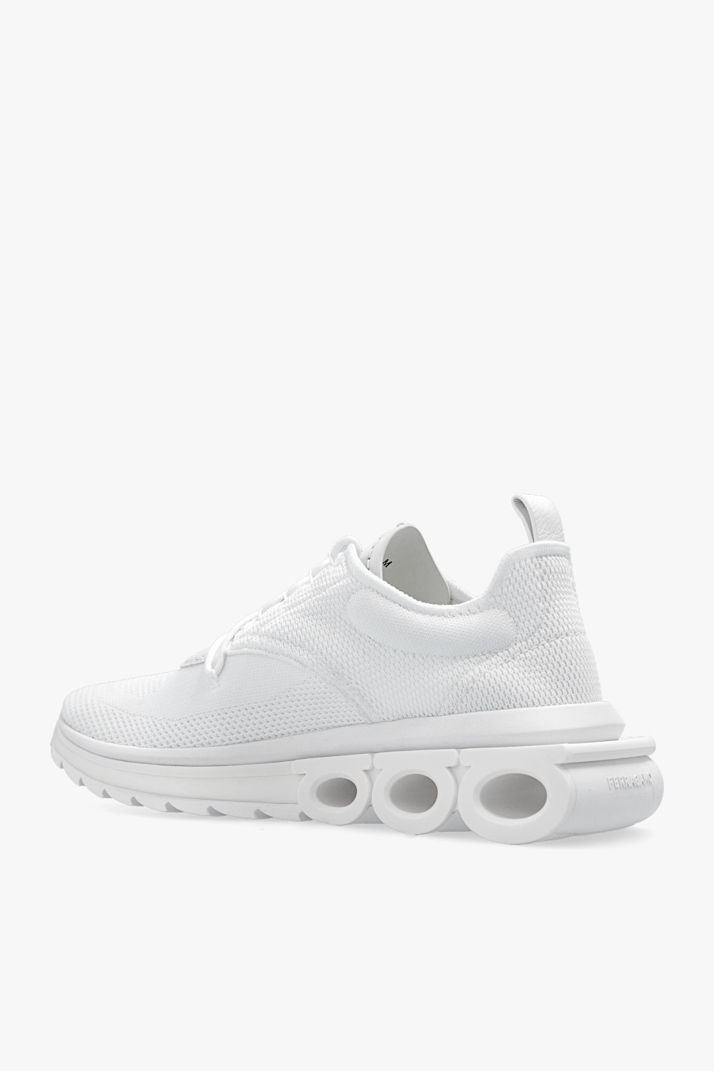 Ferragamo Mesh Pull Tab Round Toe Sneakers In White