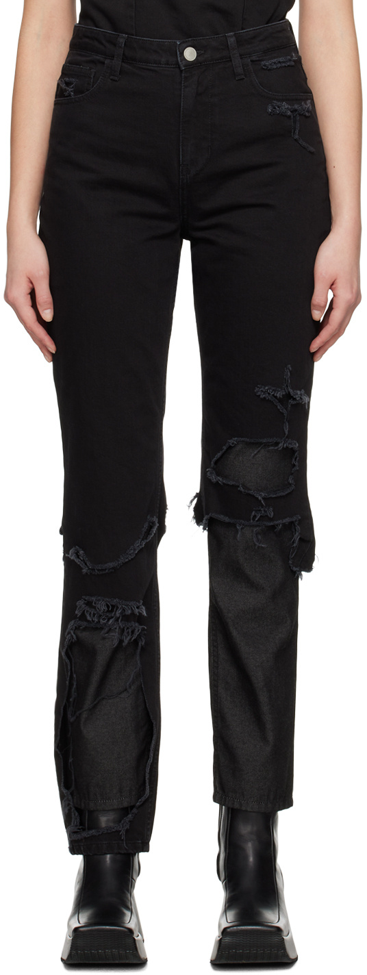 RAF SIMONS HIGH-WAISTED DENIM JEANS