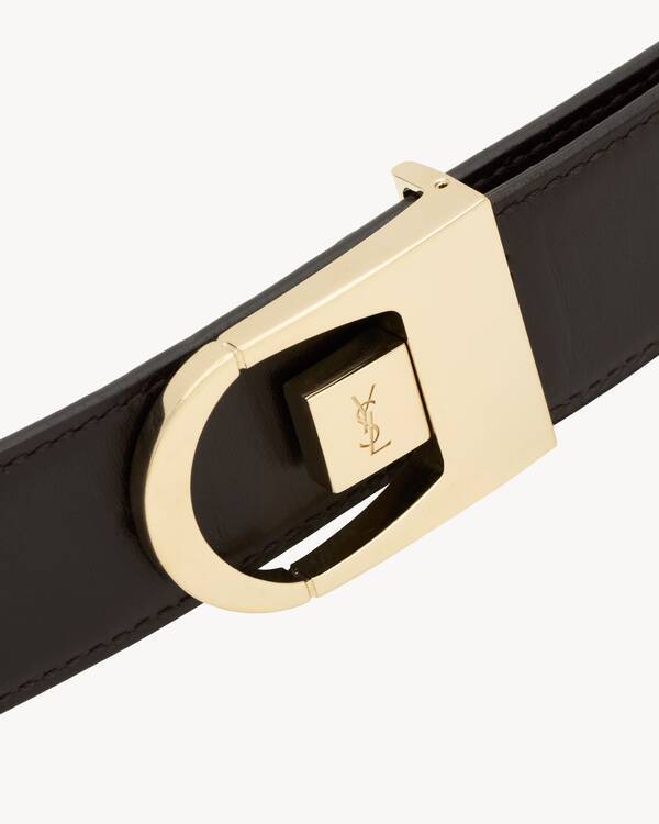 Saint Laurent Reversible Belt In Crocodile-embossed Leather In Black