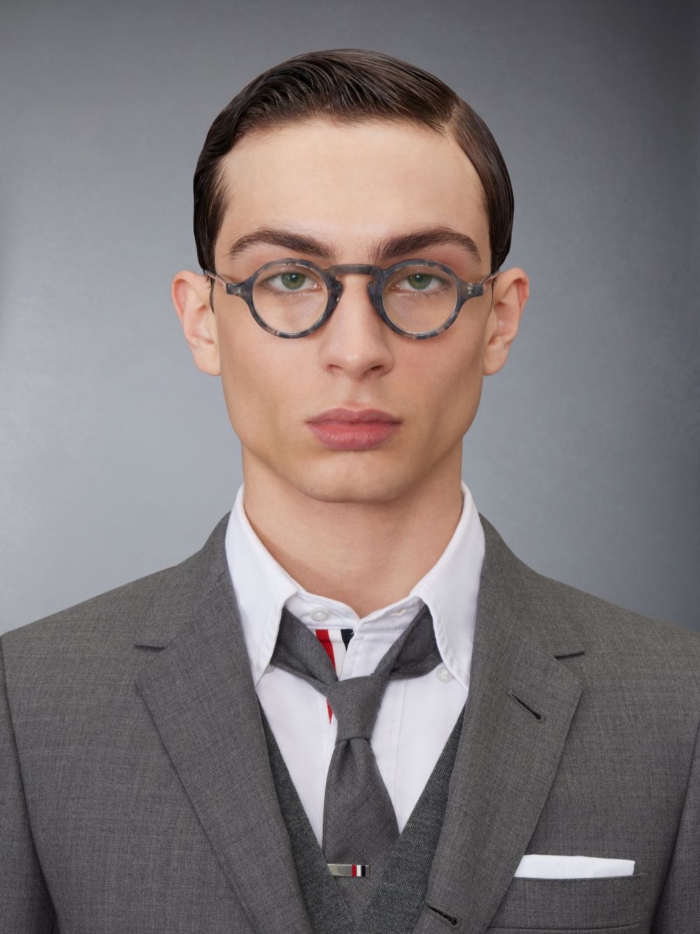 Thom Browne Marbled Round-frame Glasses In Black