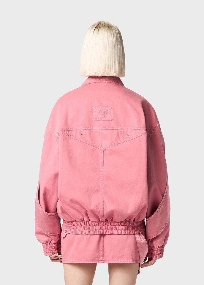 Blumarine Satin-inserts Bomber Jacket In Pink