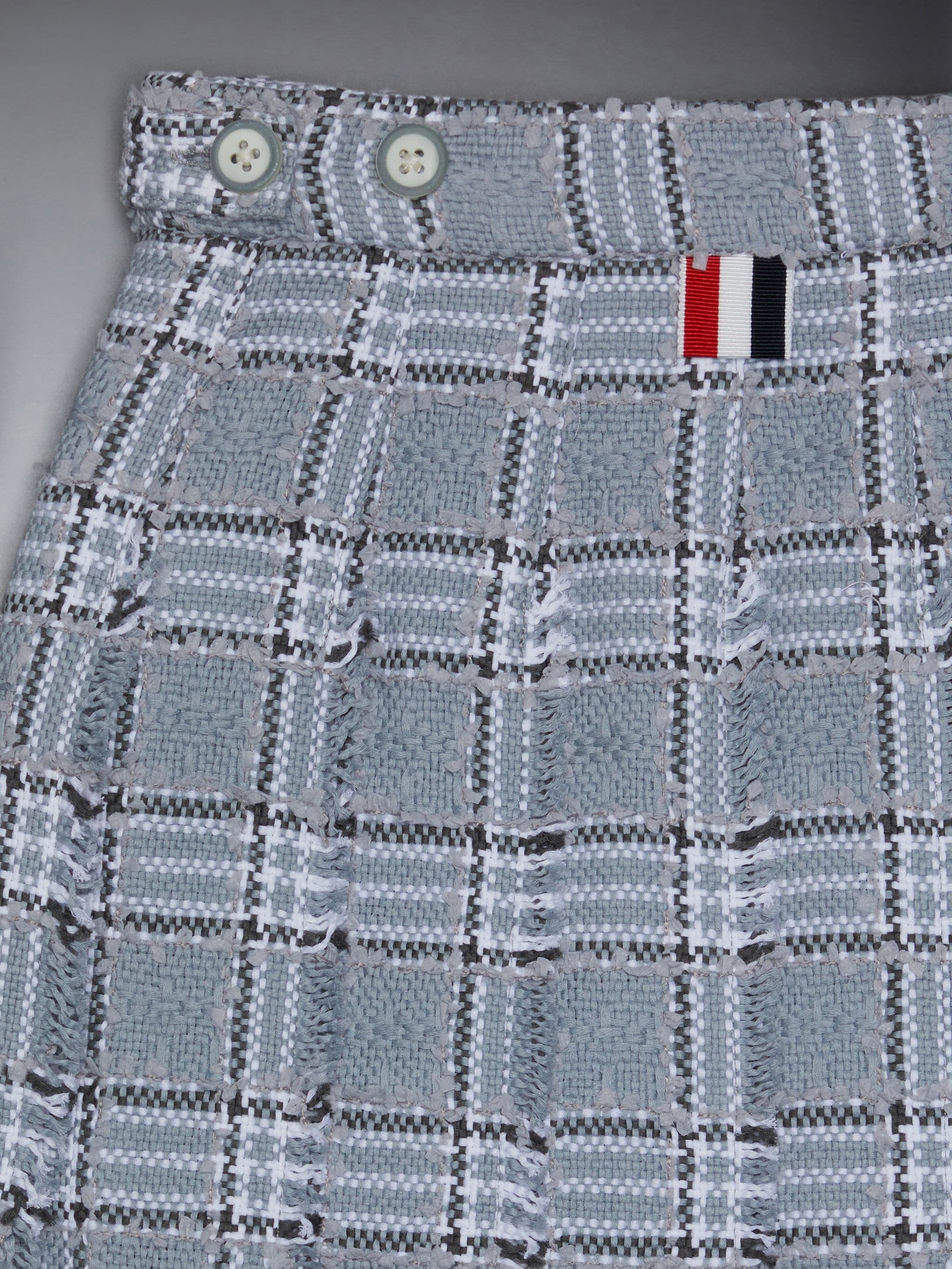 Thom Browne Pleated Tweed Skirt In Gray