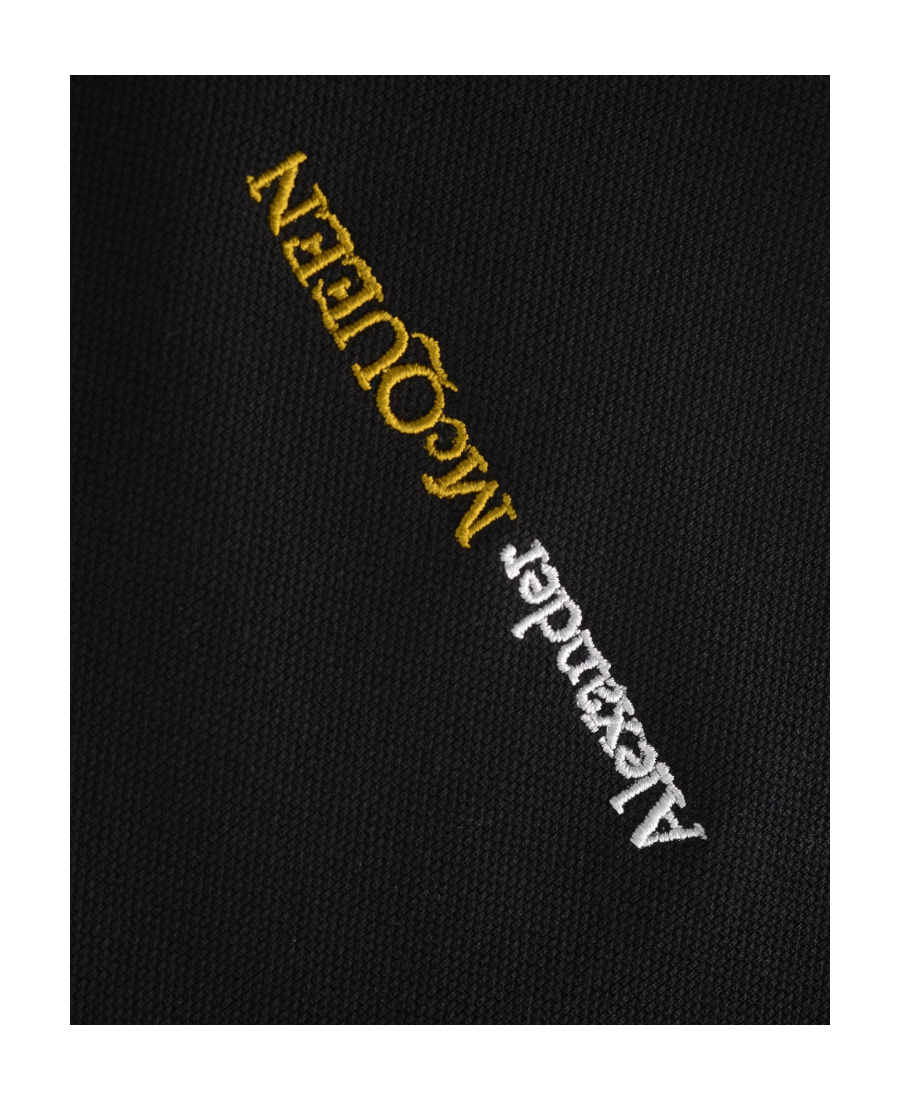 Alexander Mcqueen Embroidered-logo Cotton Polo Shirt In Black